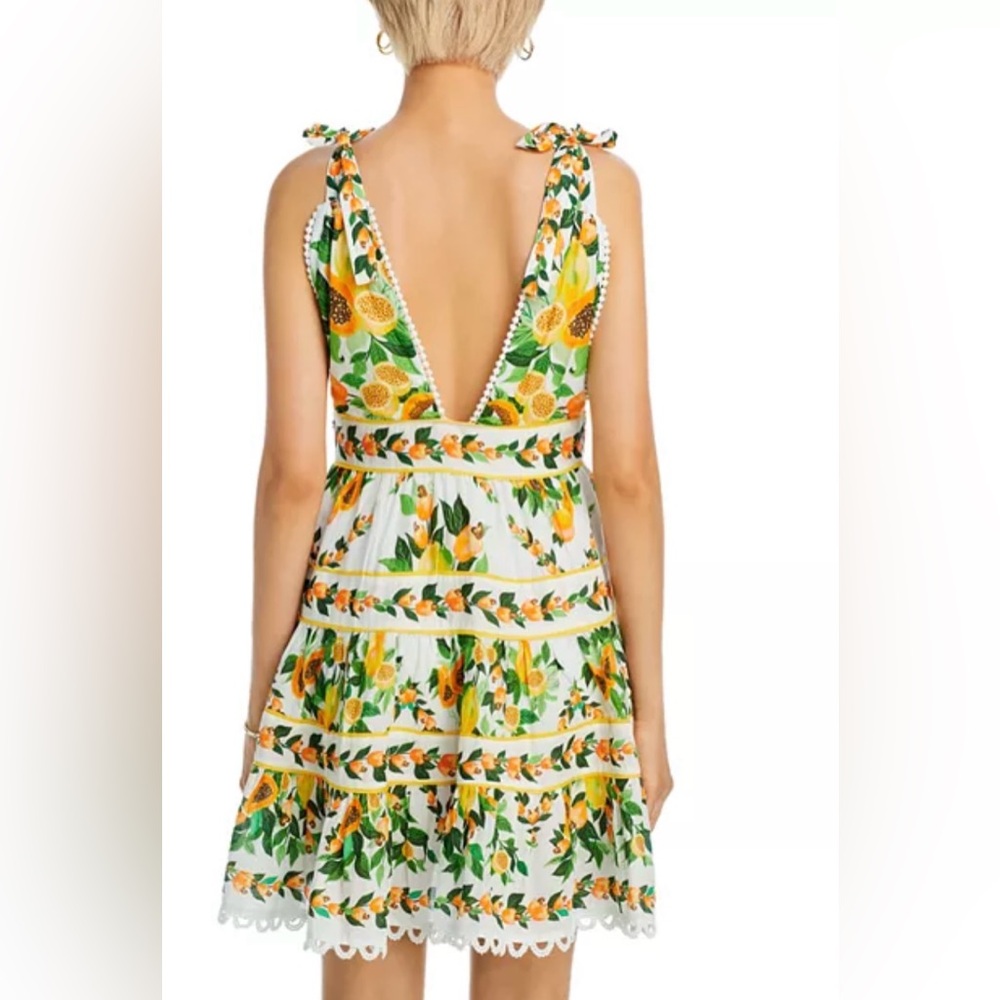 NWT XXS FARM Rio Papaya Print Mini Dress - Picture 3 of 6